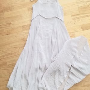 Linen boho knee-length dress